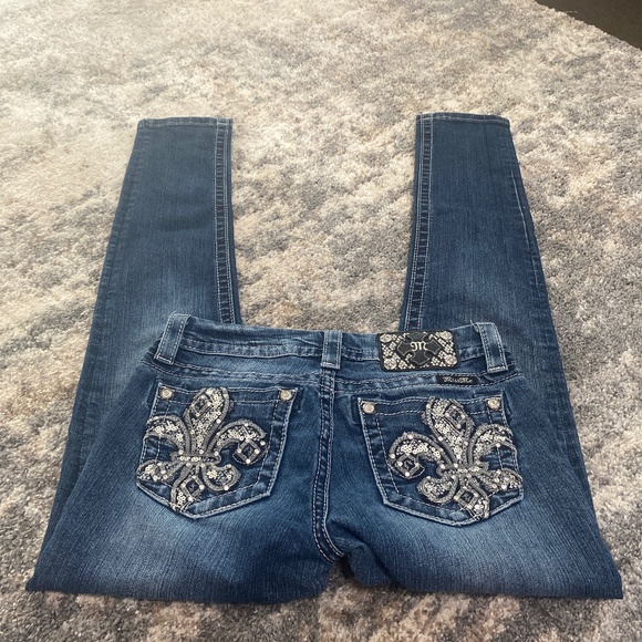 Miss Me designer mid rise skinny blue jeans size 27 - Picture 1 of 12